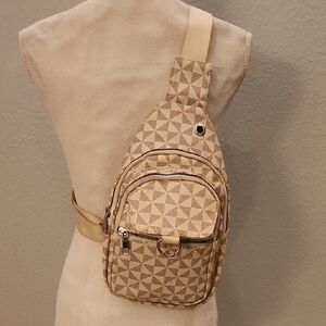 Geometric Patterned Crossbody One Shoulder Backpack Sling Bag